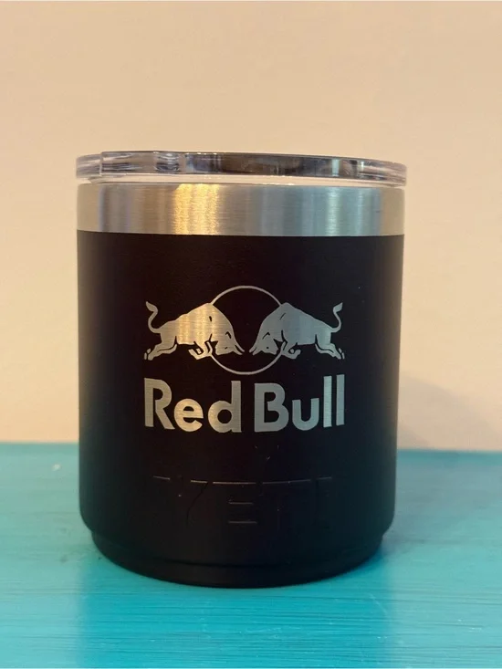 YETI Rambler 10 oz Lowball Tumbler Mammoth Red Bull Engraved w/ MagSlider Lid