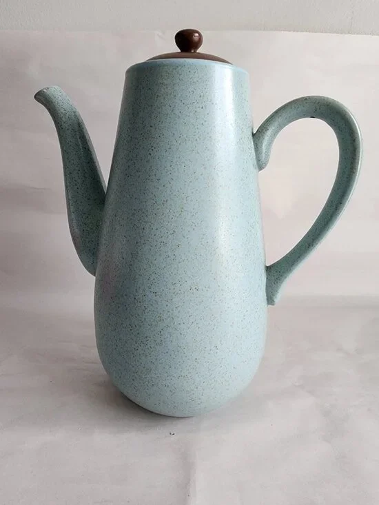 Vintage Koyo by Kasuga Japan Stoneware Coffee Pot / Teapot Speckled Blue