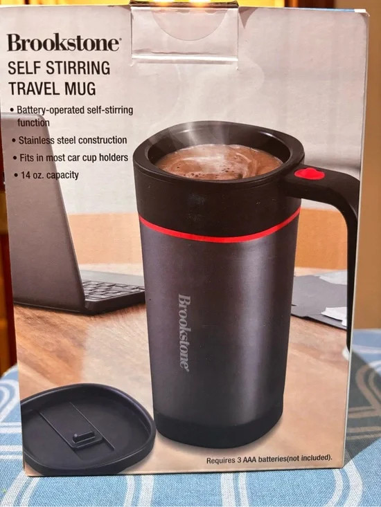 Brookstone Black Travel Mug with Red Accent