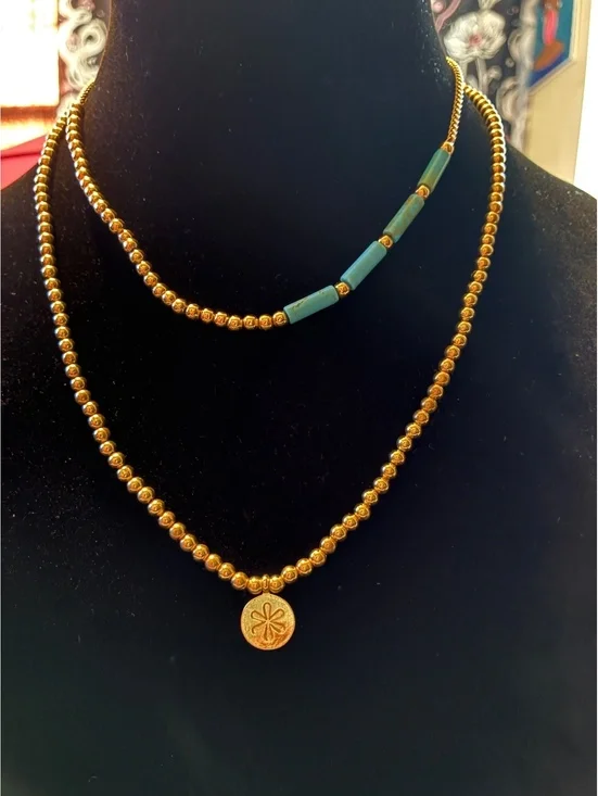 Boho Layered Gold Beaded Necklace Set