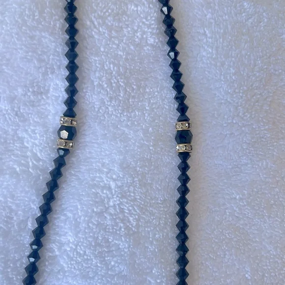 Black Crystal Necklace EUC