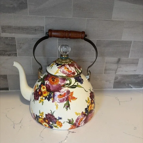 Mackenzie Childs 3 Quart Tea Kettle White Flower Market