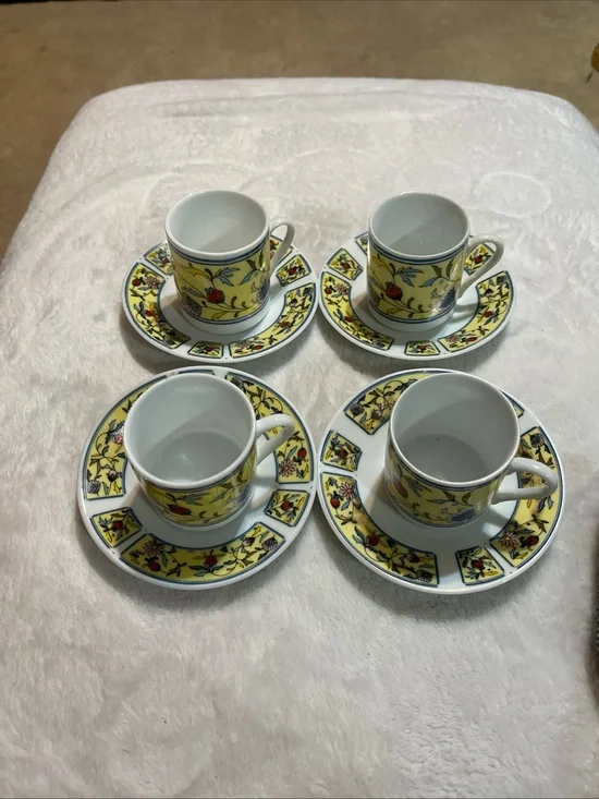 Imperial fine china demitasse 8 piece cups and saucers set