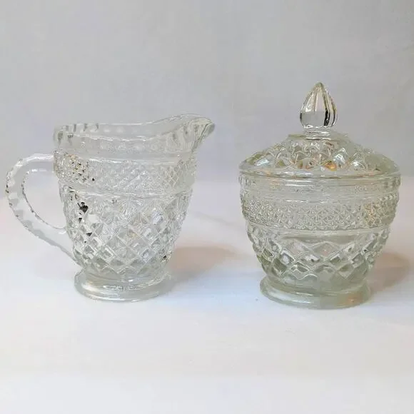 Home Kitchen Coffee Tea Sugar Creamer Set Glass Vintage