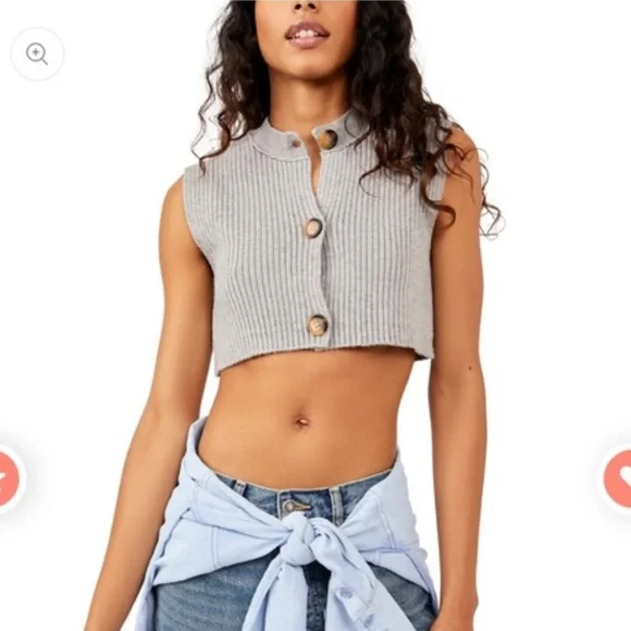 NWT - Free People Naiome Sweater Micro Vest‎ Color: Truthsayer