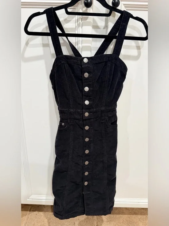 Free People Black Button-Front Mini Dress
