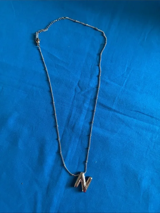 Plunder Silver 'N' Initial Pendant Necklace