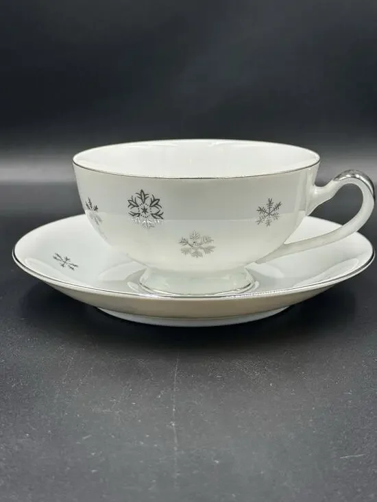 Vintage Seyei Snowy Atomic Snowflake MCM Tea Cup & Saucer Set