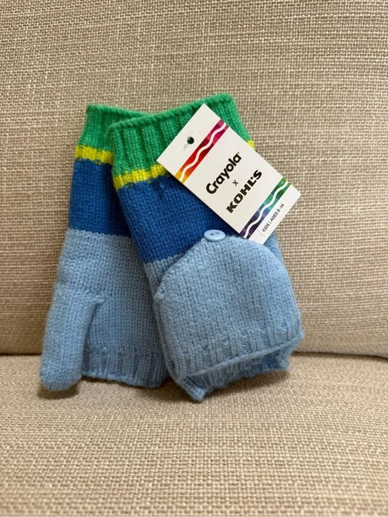 Crayola x Kohls Kids Blue Convertible Mittens
