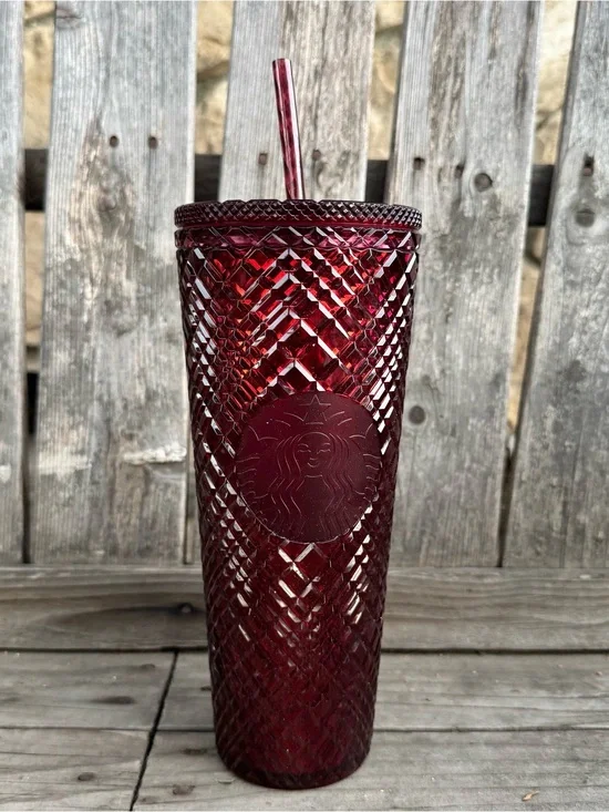 Starbucks 2022 Holiday Merlot Red Jeweled Venti Tumbler 24oz (With Straw)