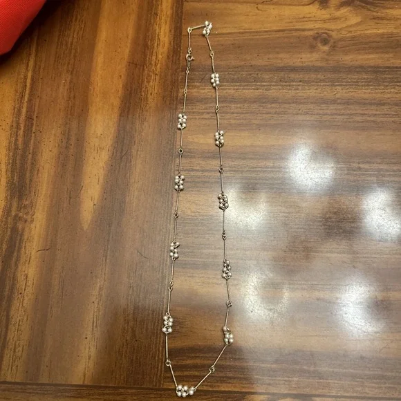 Vintage Avon Gold‎ Tone Chain with Seed Pearl Clusters Necklace