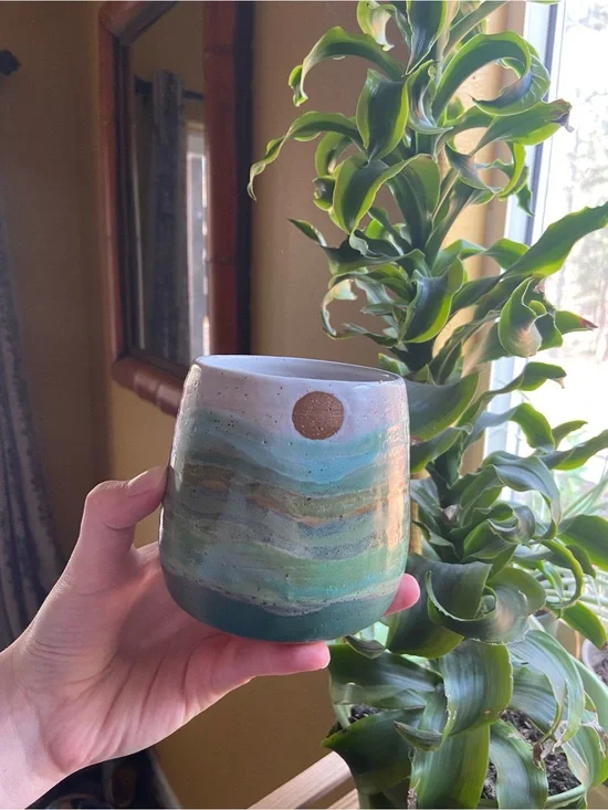 Handcrafted Green Ceramic mug