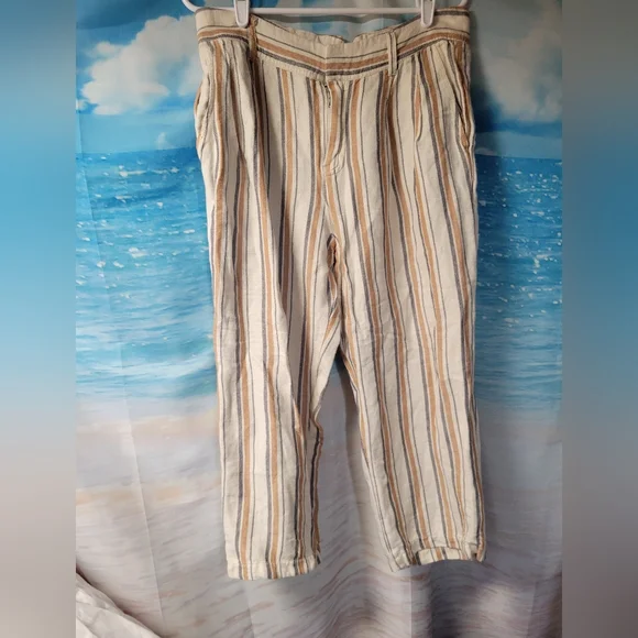 Free People Womens Striped Linen‎ Pants Size 10