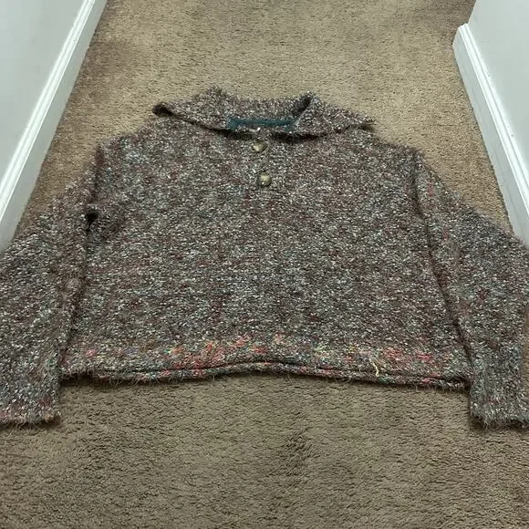 Free People Women's Stellar Collared Textured Sweater Size Medium