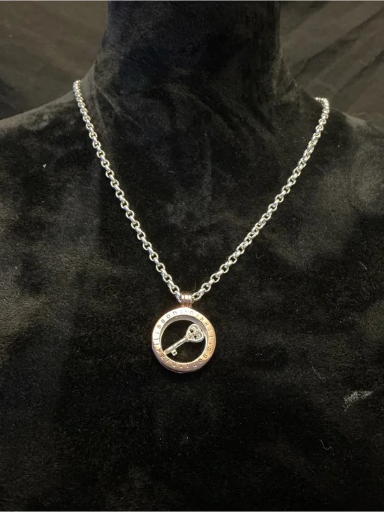 Circular Key Pendant Necklace in Silver-Tone - Women Jewelry