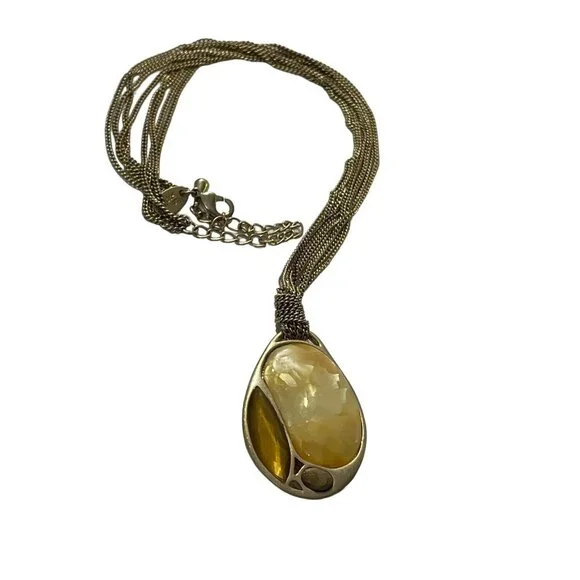 Lia Sophia FRANGELICO Pendant Necklace‎ Mother Of Pearl Gold Tone Multi Chain