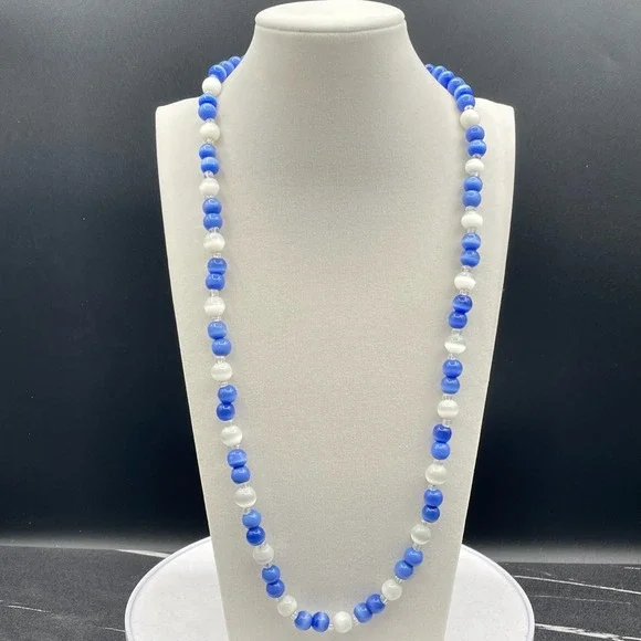 Vintage Handmade‎ Womens Blue White Natural Stone 13