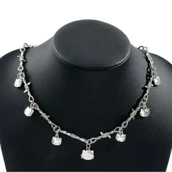 Silver Plated Hello Kitty Charm Necklace