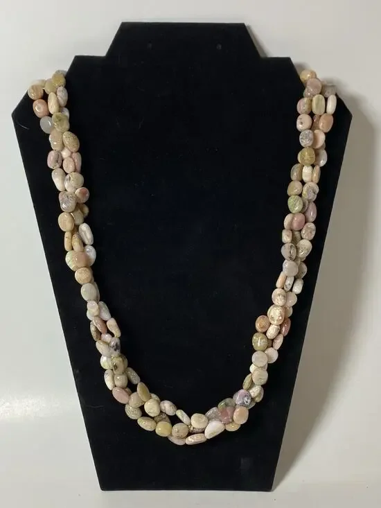 Pink Opal Free Form Multi Strand Beaded Necklace