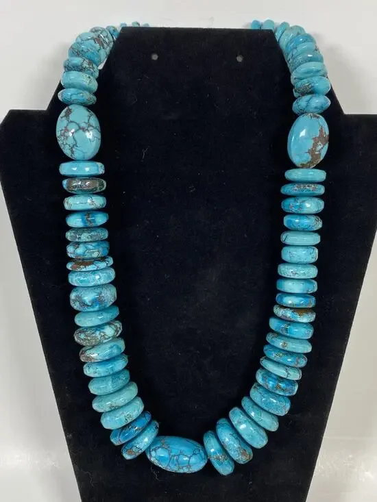 Turquoise Chunky Nugget Necklace w/ Marbled Matrix