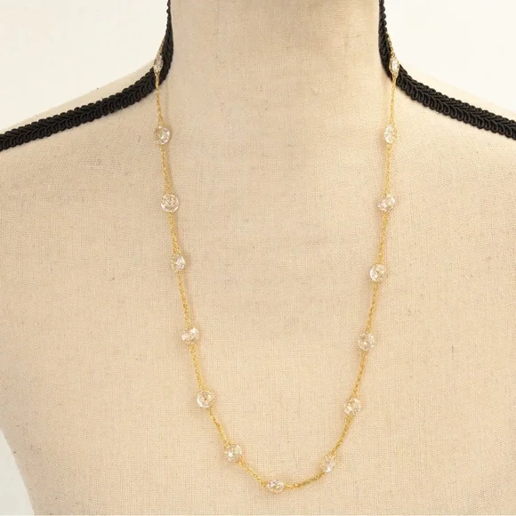14K yellow gold necklace mesh station necklace 30.00 cttw Diamonique