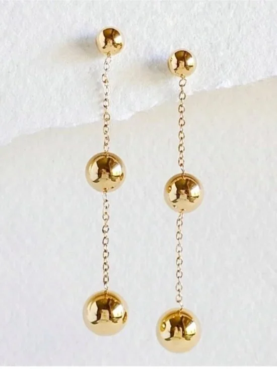 New! Gold Ball Drop Earrings (3048) NWOT