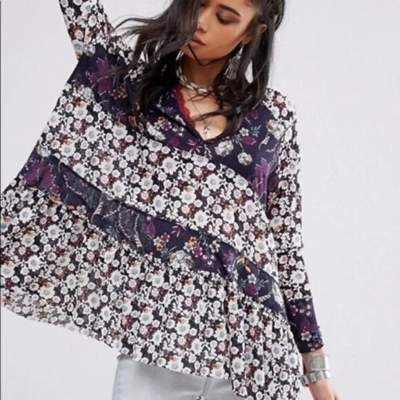 Free People‎ Isabelle Tunic Floral Blouse Size M