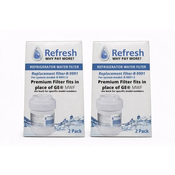 2 Pack Refresh R-9991 Refrigerator Water Filter Replacement GE MWF New‎