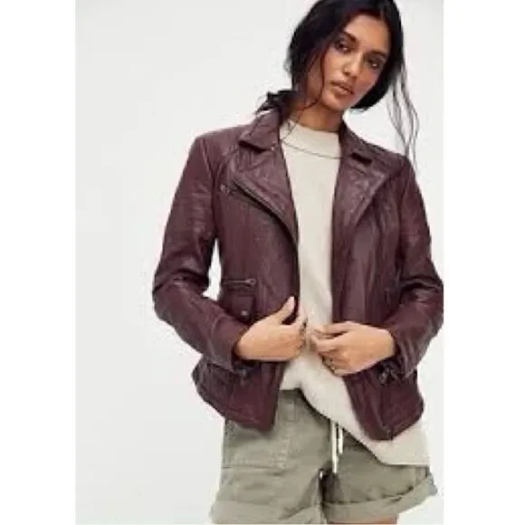 We The Free I'll Be Around Leather Moto Jacket/ size M