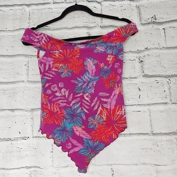 Free People Off The Shoulder Printed Bodysuit Floral Womens Small