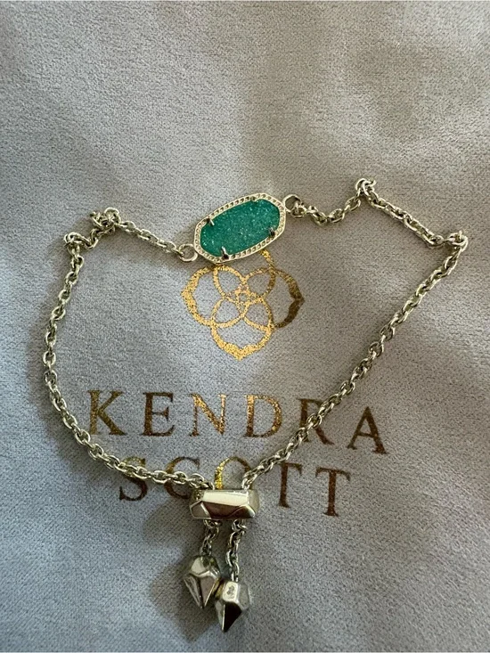 Kendra Scott Teal Drusy Elle Necklace - Silver