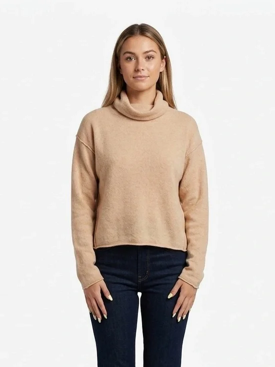 Free People Cashmere Cowl Neck Sweater Soft Cropped Pullover Size S Boho Chic