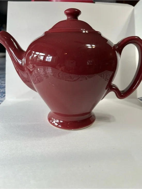 Vintage 1940s McCormick & Co  Burgundy Ceramic Teapot