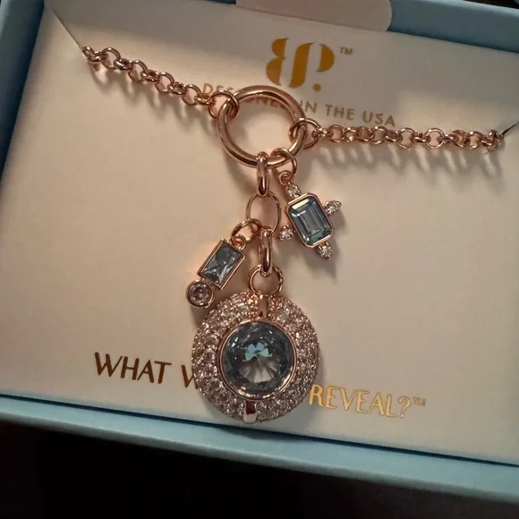 Bomb Party March 2026 “Empowered to Shine” Aquarmarine CZ Necklace on Rose Gold