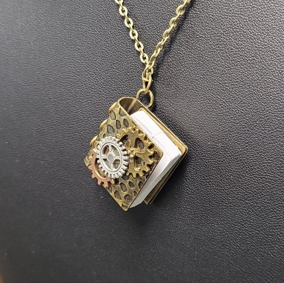 Hand Crafted Steampunk Bronze Locket Necklace with Intricate Design