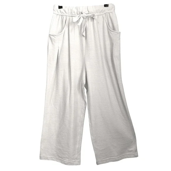 Free People Free-est Cream Textured Wide Leg Crop Drawstring Pants XS OB2241885