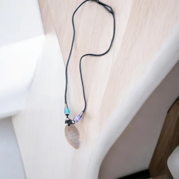 Black Corded and copper pendant necklace