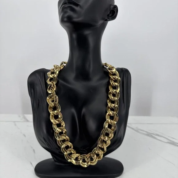 Vintage Monet Necklace Chunky Double Link Chain Gold Tone Signed 20