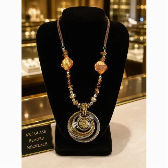 Erica Lyons Art Glass Statement Necklace 18