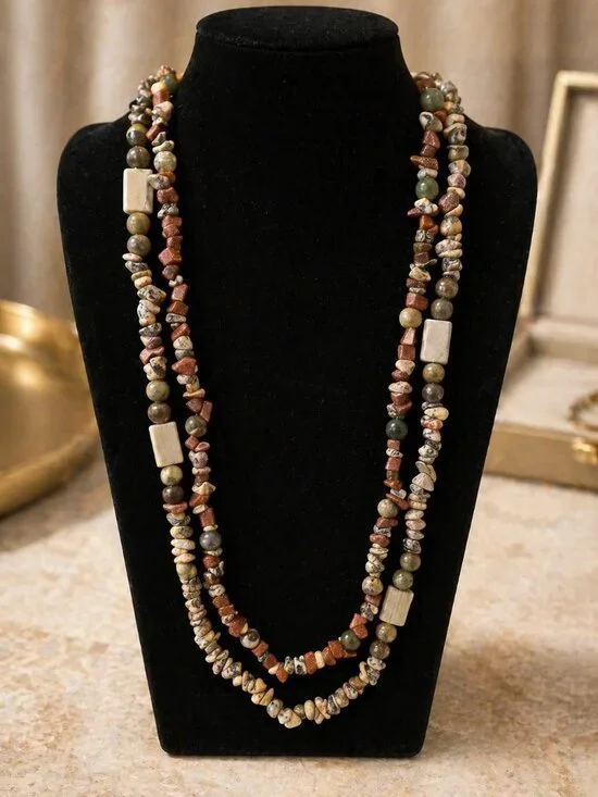 Chips and Beads Amazonite Necklace Set of 2 - New‎