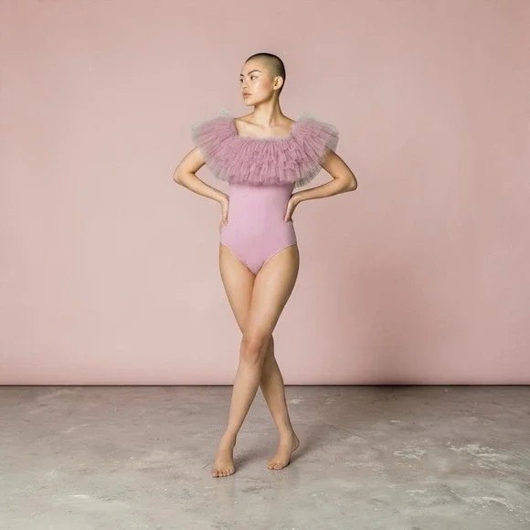 Free People Intimately Big Love Tulle Ruffles Off Shoulder Thong Bodysuit Small