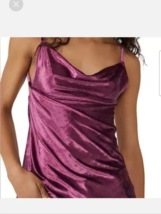 Free People Velvet Cowl Neck Slip - Plum