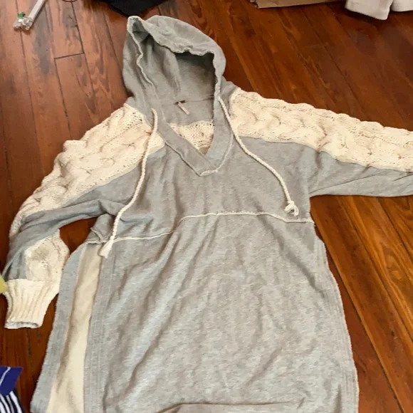 Free people super long tunic with knit arms. NWOT‎