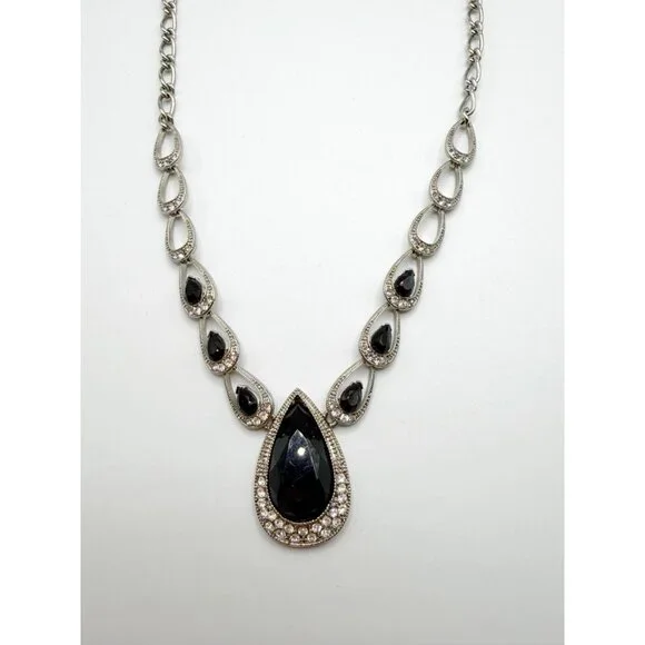 Monet Signed Black‎ Crystals Ballroom Tear Drop 18