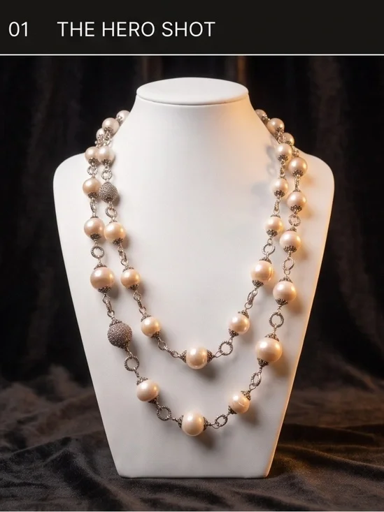 Classic Cream Pearl Station Necklace featuring Baroque pearls W/antique silver☑️