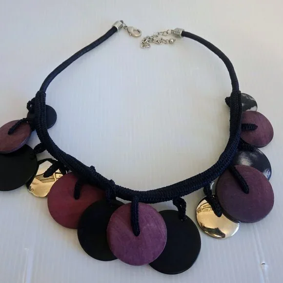 Funky‎ artisan statement necklace with colorful discs