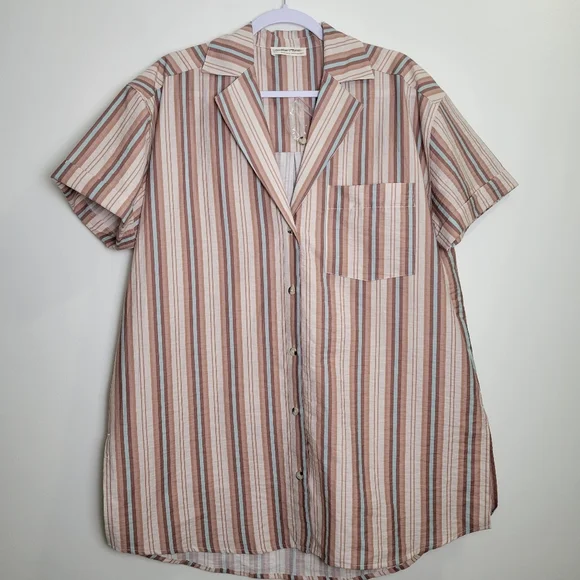 We The Free Striped Boho‎ Oversized Boyfriend Shirts Size S