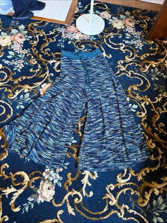 Free People Blue Multi Wide-Leg Knit‎ Drawstring Pants- never worn
