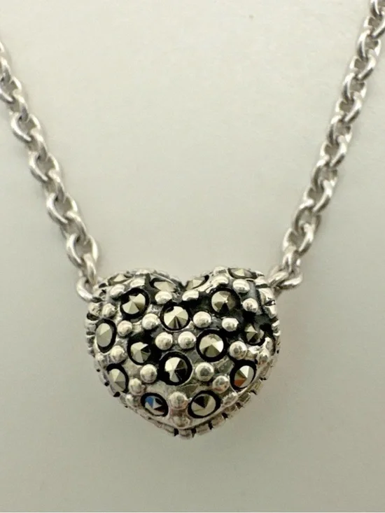 Judith Jack Sterling Silver 925 Heart Marcasite Necklace 16