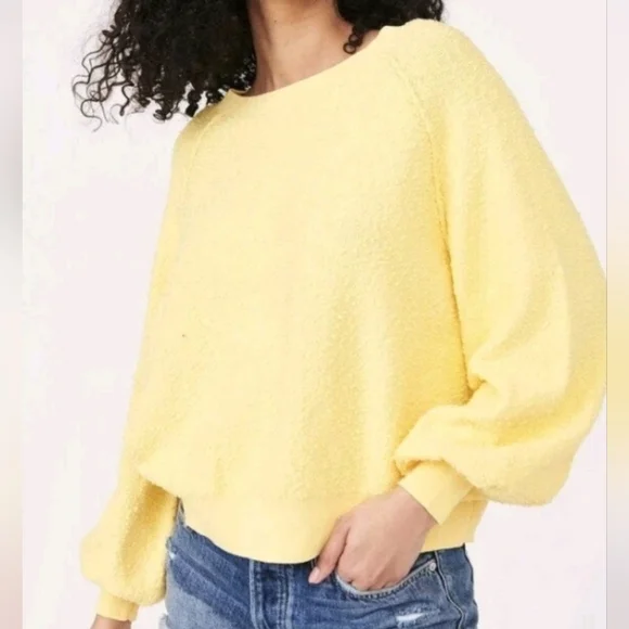 FREE PEOPLE FOUND MY FRIEND PULLOVER SWEATER‎ SUNSHINE Yellow SZ MED NWOT